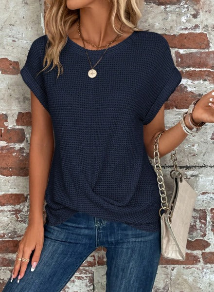 Oversized Knitted Tshirt - NavyBlue