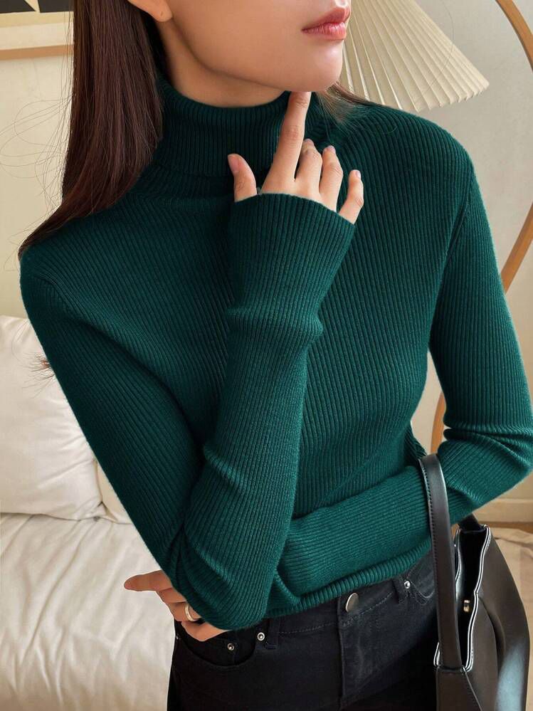 High Neck for Her (TurtleNeck) - BottleGreen