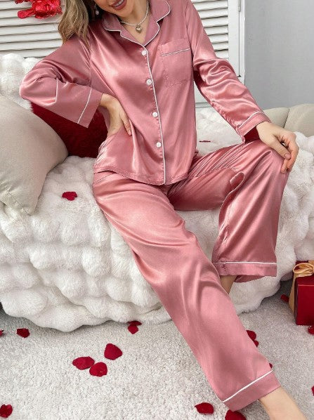 Silk Night Suit - DarkPink