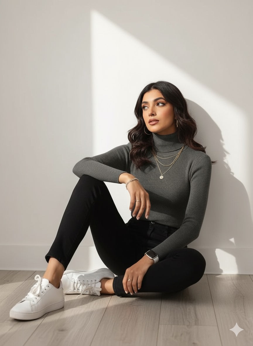 11.11 SALE : Womens High Neck - Charcoal