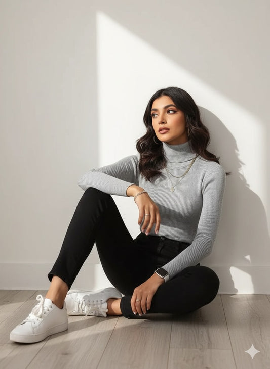 11.11 SALE : Womens High Neck - Grey