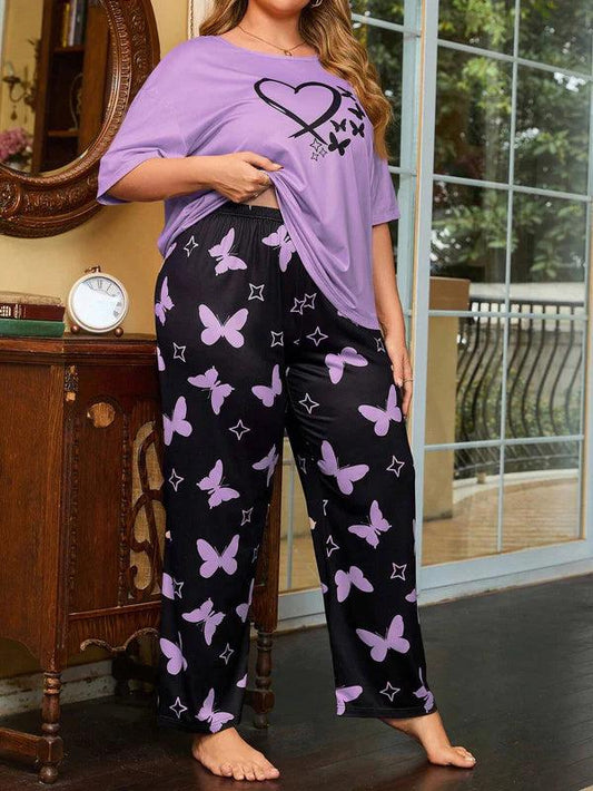 11.11 Sale Purple Butterfly Printed - PJ SUIT FOR WOMEN