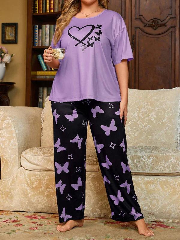 11.11 Sale Purple Butterfly Printed - PJ SUIT FOR WOMEN