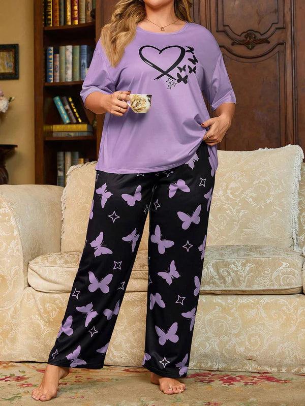 11.11 Sale Purple Butterfly Printed - PJ SUIT FOR WOMEN