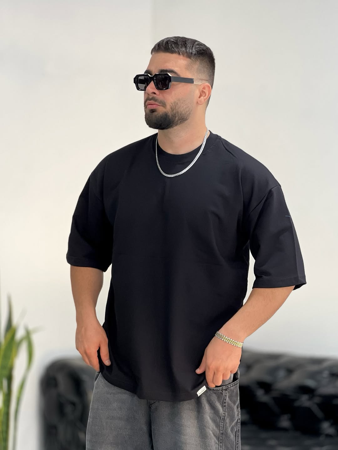 DropShoulder T-Shirt For Men - BLACK