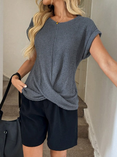 Oversized Knitted Tshirt - Charcoal