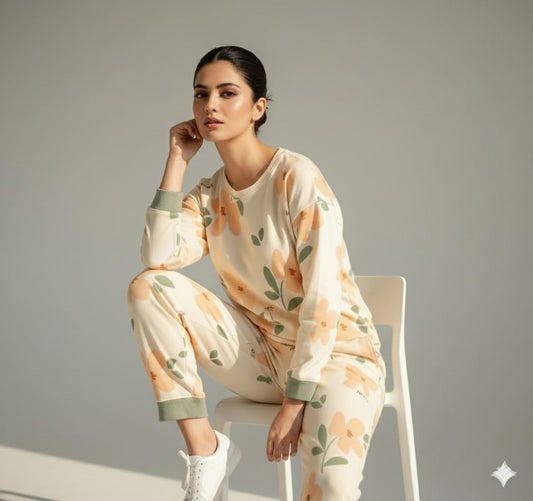 11.11 Sale Orange Flower Printed - PJ SUIT FOR WOMEN