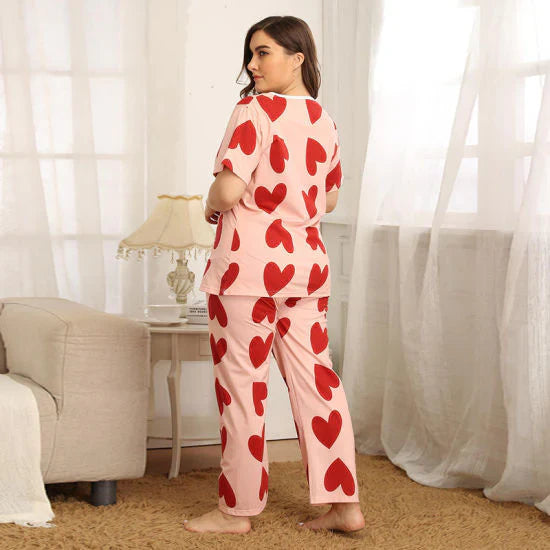 11.11 Sale PINK HEART DILBAR PRINTED - PJ SUIT FOR WOMEN