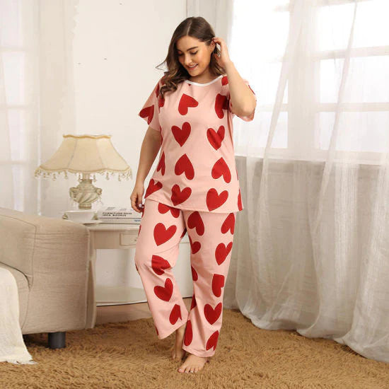 11.11 Sale PINK HEART DILBAR PRINTED - PJ SUIT FOR WOMEN