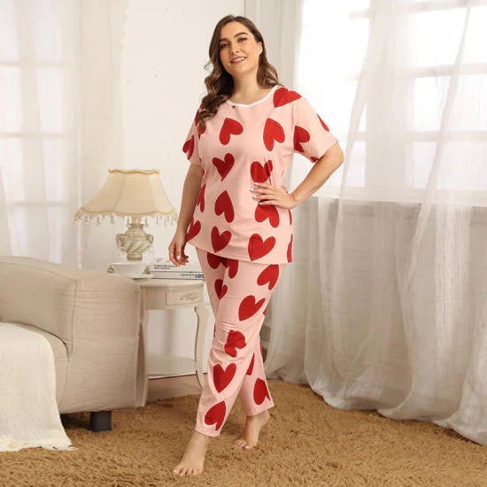 11.11 Sale PINK HEART DILBAR PRINTED - PJ SUIT FOR WOMEN