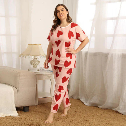 11.11 Sale PINK HEART DILBAR PRINTED - PJ SUIT FOR WOMEN