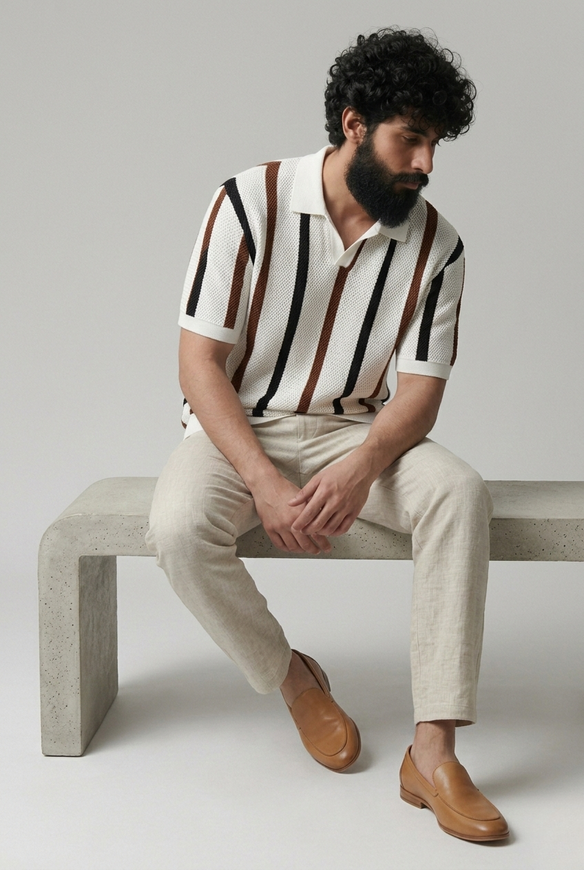 Jhonny Collar Striped Knitted Polo