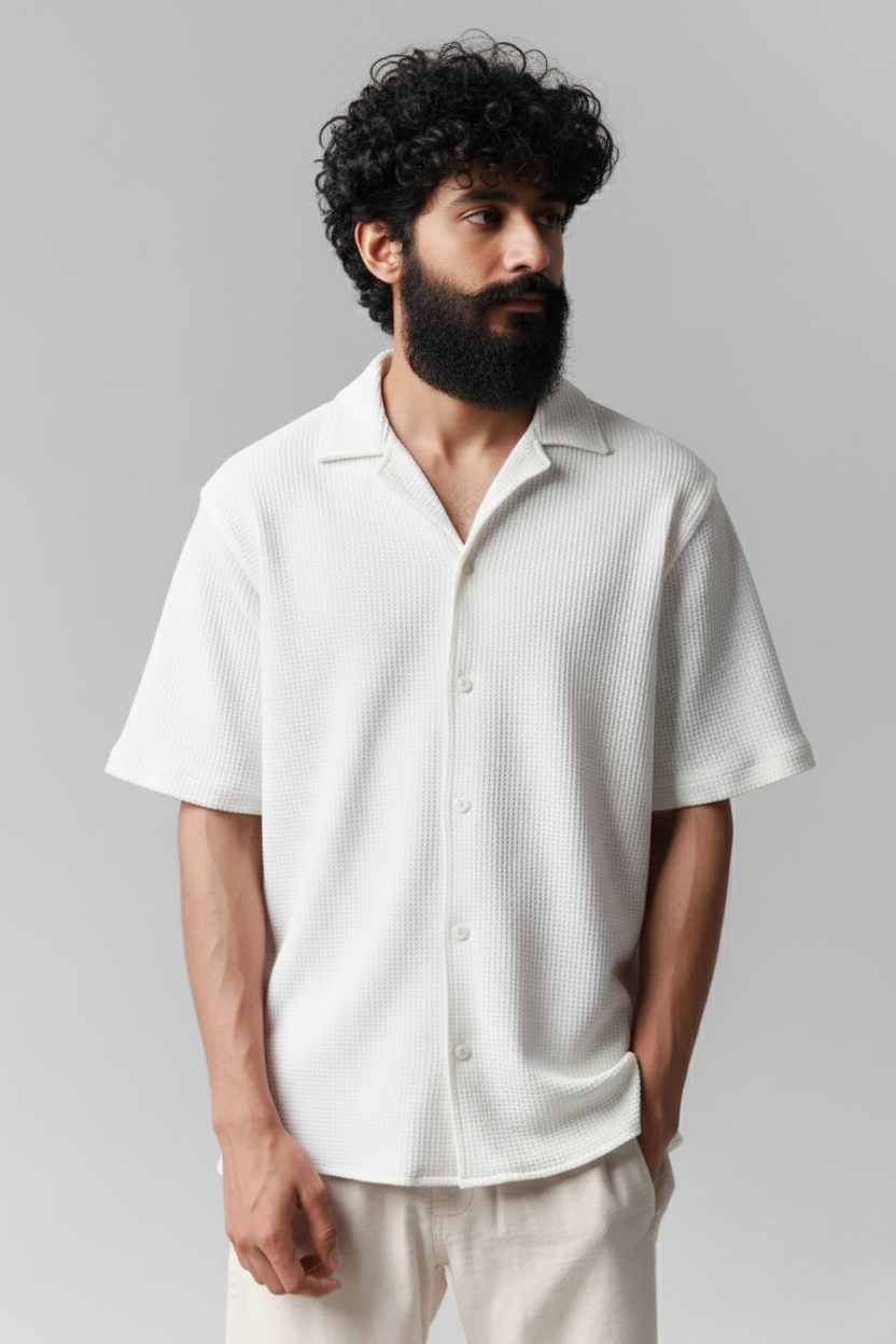 Cuban Knitted Shirt - White