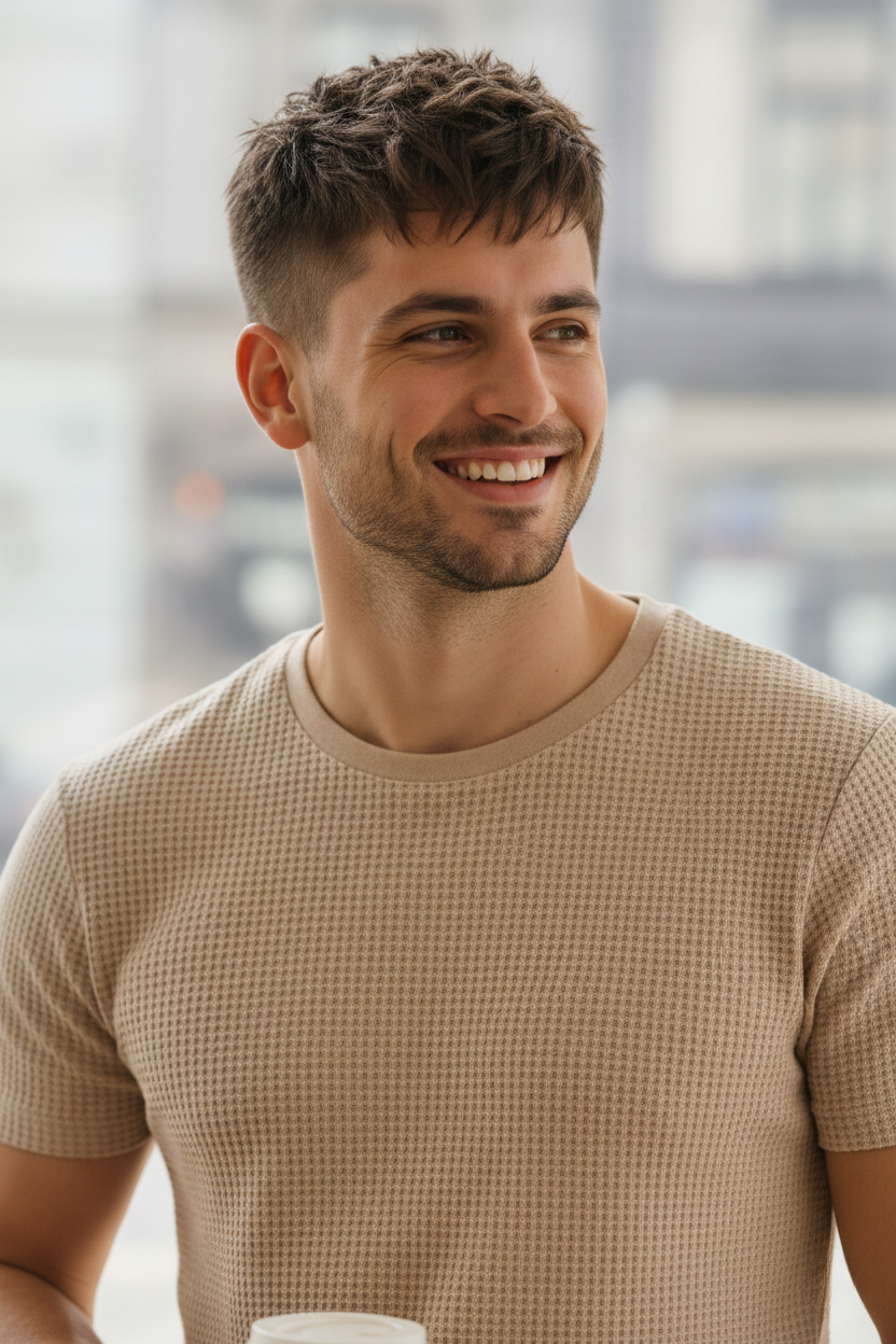 Waffle Knitted Tshirt - Beige