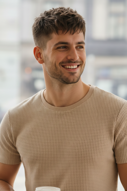 Waffle Knitted Tshirt - Beige