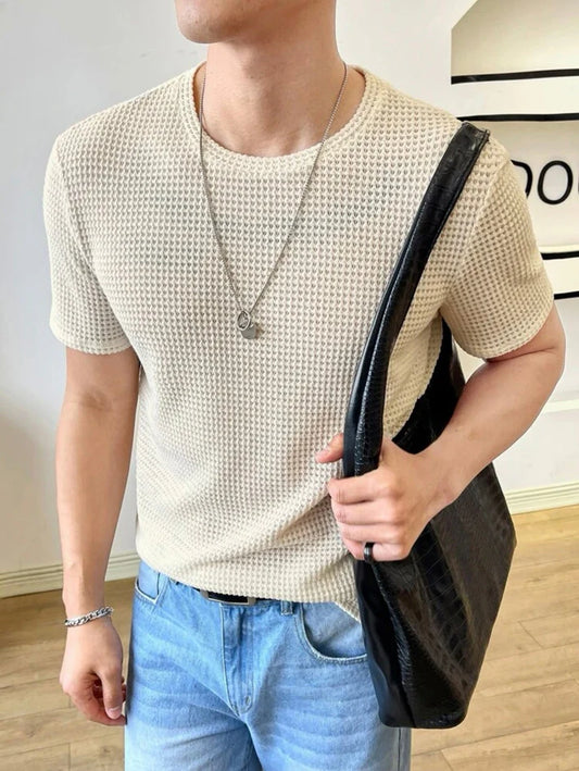 Waffle Knitted Tshirt - Baige