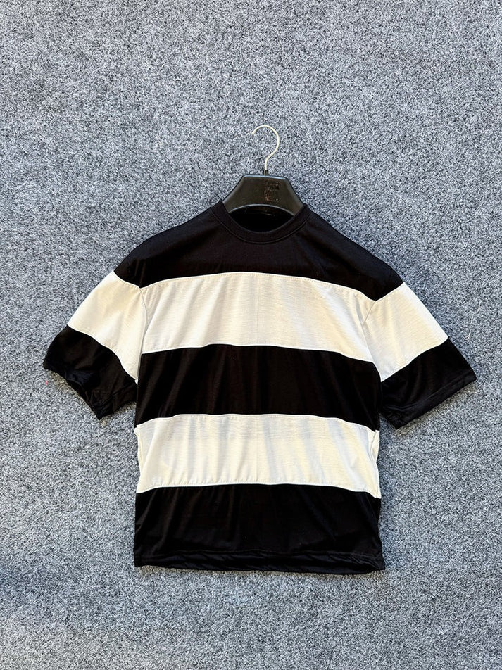 11.11 SALE : Premium Panel Dropshoulder Tshirt - Black&White