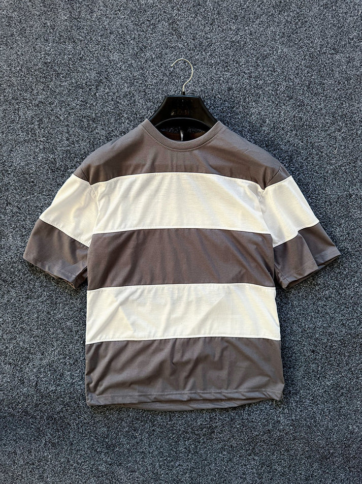 11.11 SALE : Premium Panel Dropshoulder Tshirt - Grey&White