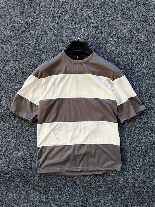 11.11 SALE : Premium Panel Dropshoulder Tshirt - Grey&White