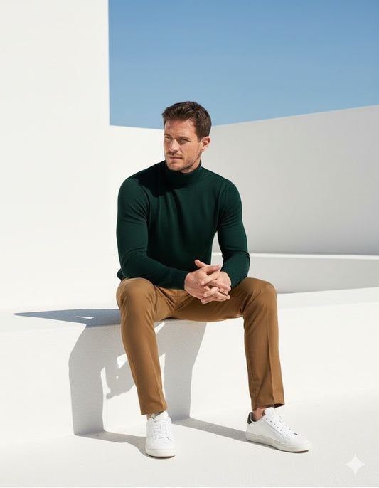 Mens High Neck - BottleGreen