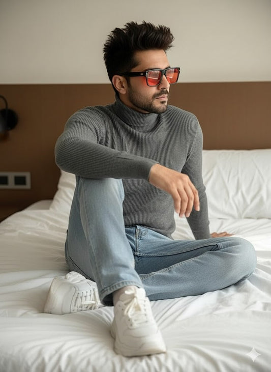 Mens High Neck - Charcoal